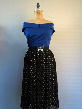 A New Day Black & White Polka Dot Pleated Skirt